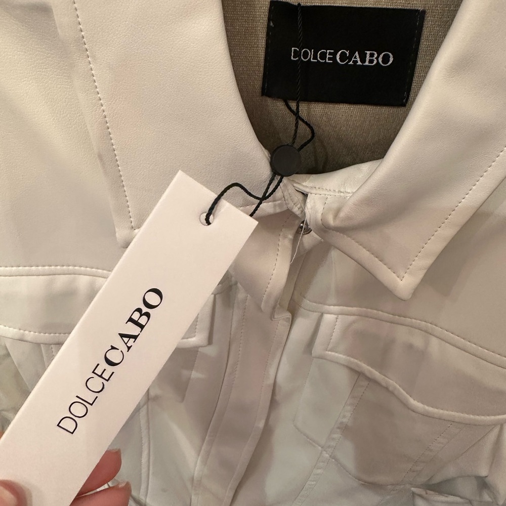 White Vegan leather belted dress. Extremely comfortable